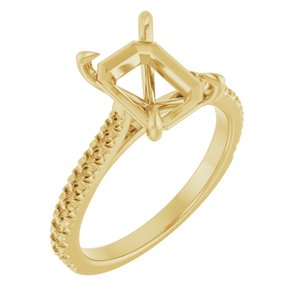 14K Yellow Gold 9x7 mm Emerald Engagement Ring Mounting