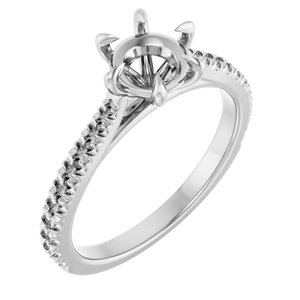 14K White Gold 6.5 mm Round Engagement Ring Mounting