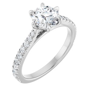 14K White Gold 6.5 mm  Round 1/3 CTW Lab-Grown Diamond Semi-Set Engagement Ring