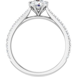 Platinum 5.2 mm Round 1/3 CTW Natural Diamond Semi-Set Engagement Ring