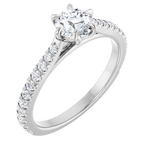 Platinum 5.2 mm Round 1/3 CTW Natural Diamond Semi-Set Engagement Ring
