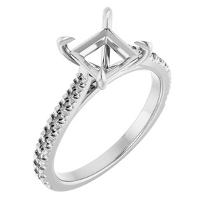 14K White Gold 6.5x6.5 mm Square Engagement Ring Mounting
