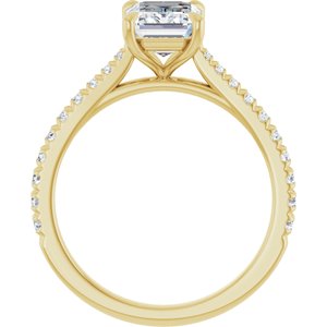 14K Yellow Gold 8x6 mm Emerald 1/3 CTW Lab-Grown Diamond Semi-Set Engagement Ring