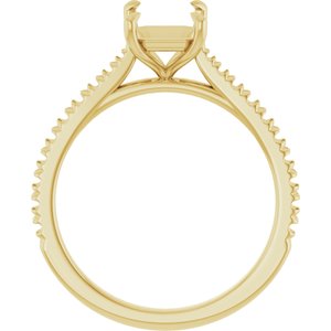 14K Yellow Gold 8x6 mm Emerald Engagement Ring Mounting