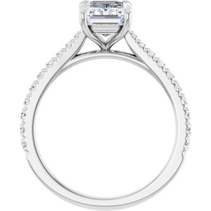 Platinum 8x6 mm Emerald 1/3 CTW Natural Diamond Semi-Set Engagement Ring