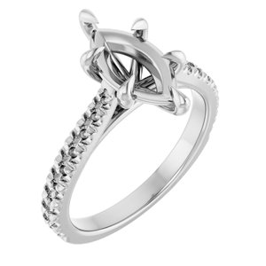 14K White Gold 12x6 mm Marquise Engagement Ring Mounting
