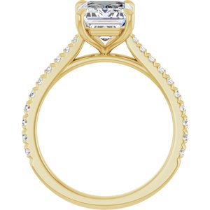 14K Yellow Gold 9x7 mm Emerald 1/3 CTW Lab-Grown Semi-Set Engagement Ring
