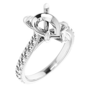 14K White Gold 12x8 mm Pear Engagement Ring Mounting
