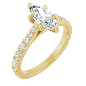 14K Yellow Gold 10x5 mm Marquise 3/8 CTW Natural Diamond Semi-Set Engagement Ring