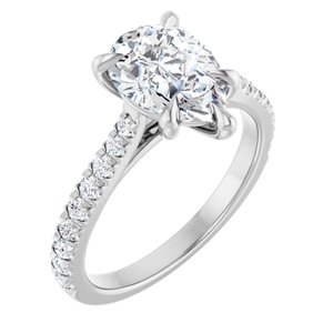 14K White Gold 10x7 mm Pear 3/8 CTW Lab-Grown Semi-Set Engagement Ring