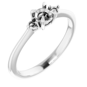 14K White Gold  4.1 mm Round Engagement Ring Mounting
