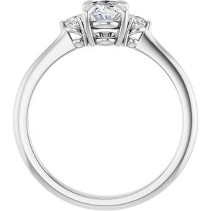 14K White Gold  7x5 mm Oval .06 CTW Lab-Grown Diamond Semi-Set Engagement Ring