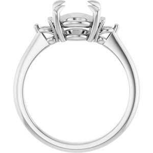 14K White Gold  10x8 mm Oval Engagement Ring Mounting