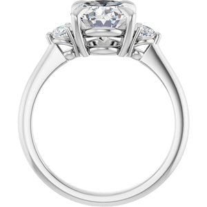 14K White Gold 10x8 mm Oval 1/8 CTW Natural Diamond Semi-Set Engagement Ring
