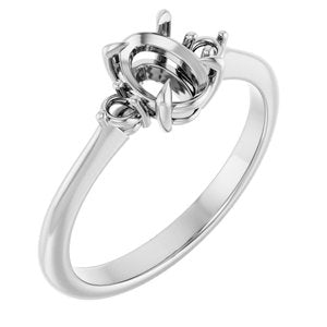 14K White Gold  7x5 mm Oval Engagement Ring Mounting