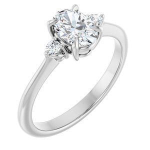 14K White Gold  7x5 mm Oval .06 CTW Lab-Grown Diamond Semi-Set Engagement Ring