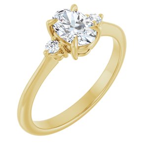 14K Yellow Gold  7x5 mm Oval .06 CTW Lab-Grown Diamond Semi-Set Engagement Ring