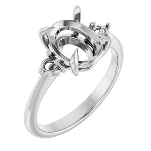 14K White Gold  10x8 mm Oval Engagement Ring Mounting