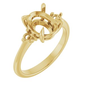 14K Yellow Gold  10x8 mm Oval Engagement Ring Mounting