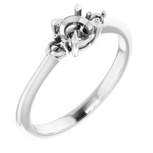 14K White Gold  4.8 mm Round Engagement Ring Mounting