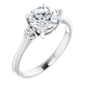 14K White Gold  7 mm Round .08 CTW Lab-Grown Diamond Semi-Set Engagement Ring