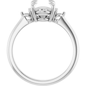 14K White Gold  9x7 mm Oval Engagement Ring Mounting
