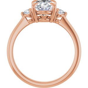 14K Rose Gold 9x7 mm Oval 1/10 CTW Lab-Grown Semi-Set Engagement Ring