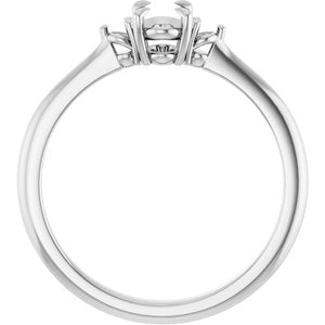 14K White Gold  6x4 mm Oval Engagement Ring Mounting