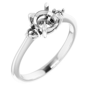 14K White Gold  6 mm Round Engagement Ring Mounting
