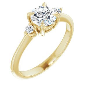 14K Yellow Gold 6 mm Round .06 CTW Natural Diamond Semi-Set Engagement Ring