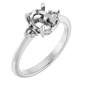10K White Gold  8x6 mm Oval Engagement Ring Mounting