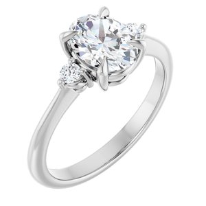 14K White Gold  8x6 mm Oval .08 CTW Lab-Grown Diamond Semi-Set Engagement Ring
