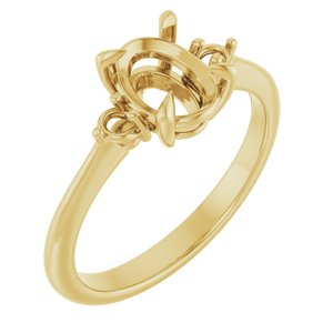 14K Yellow Gold  8x6 mm Oval Engagement Ring Mounting