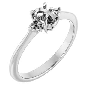 14K White Gold  6x4 mm Oval Engagement Ring Mounting