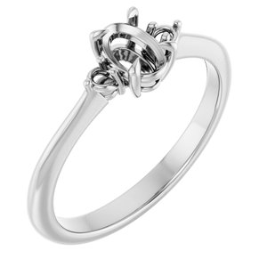 14K White Gold  6x4 mm Oval Engagement Ring Mounting