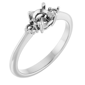 14K White Gold  5.2 mm Round Engagement Ring Mounting