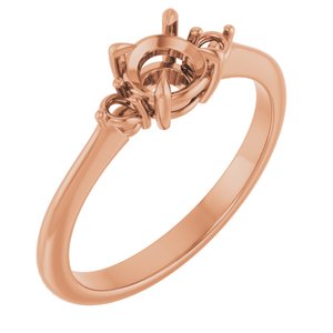 14K Rose Gold  5.2 mm Round Engagement Ring Mounting