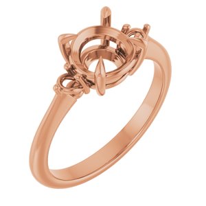 14K Rose Gold  7.4 mm Round Engagement Ring Mounting