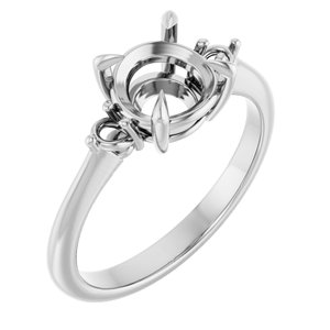 14K White Gold  7.4 mm Round Engagement Ring Mounting