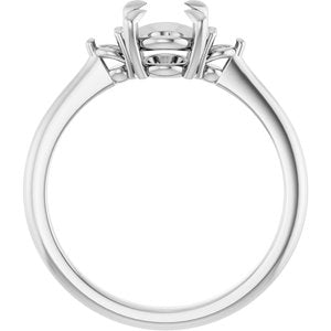 10K White Gold  8x6 mm Oval Engagement Ring Mounting