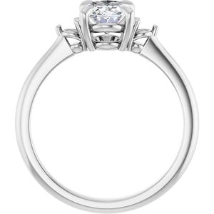 14K White Gold 8x8 mm Oval .08 CTW Natural Diamond Semi-Set Engagement Ring