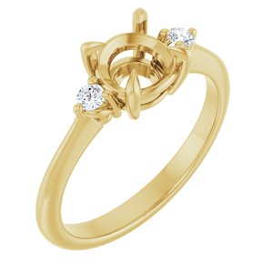 14K Yellow Gold  6.5 mm Round .08 CTW Lab-Grown Diamond Semi-Set Engagement Ring