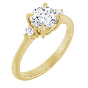14K Yellow Gold 6.5 mm Round .08 CTW Natural Diamond Semi-Set Engagement Ring