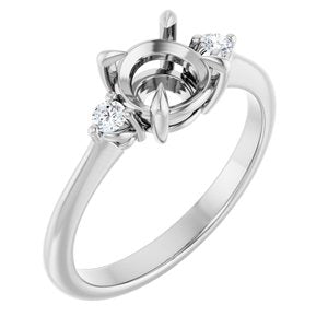14K White Gold  6.5 mm Round .08 CTW Lab-Grown Diamond Semi-Set Engagement Ring