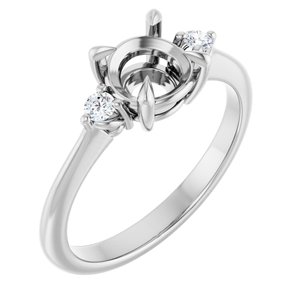 14K White Gold  6.5 mm Round .08 CTW Lab-Grown Diamond Semi-Set Engagement Ring