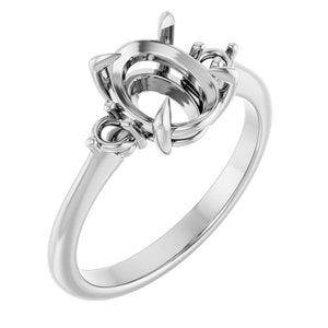 14K White Gold  9x7 mm Oval Engagement Ring Mounting