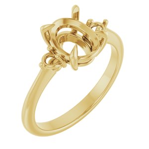 14K Yellow Gold  9x7 mm Oval Engagement Ring Mounting