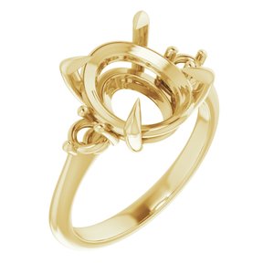 14K Yellow Gold  12x10 mm Oval Engagement Ring Mounting
