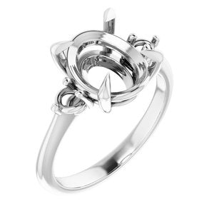 14K White Gold  11x9 mm Oval Engagement Ring Mounting