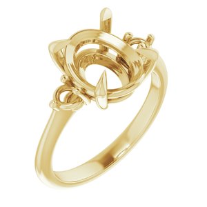 14K Yellow Gold  11x9 mm Oval Engagement Ring Mounting
